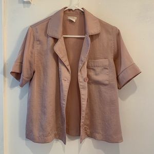 Urban Outfitters pink silk button up